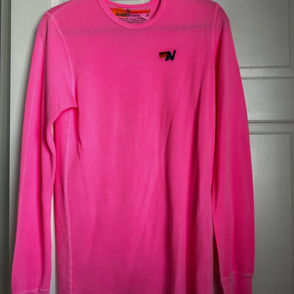 Aviator Nation Neon Pink Long Sleeve Tee